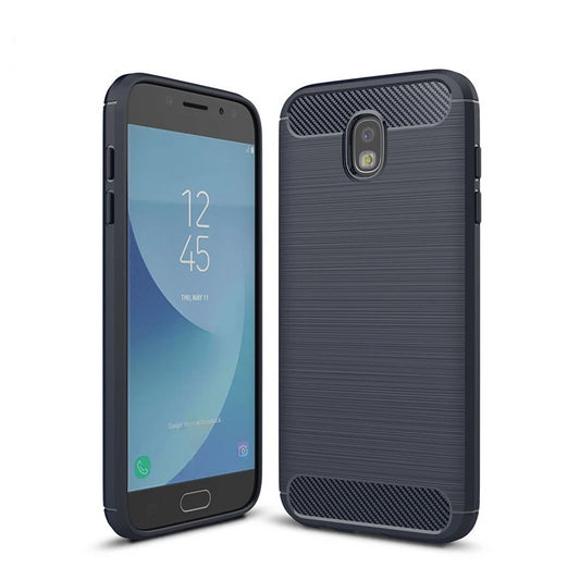 Coque design carbone et métal bleu pour Samsung Galaxy J5