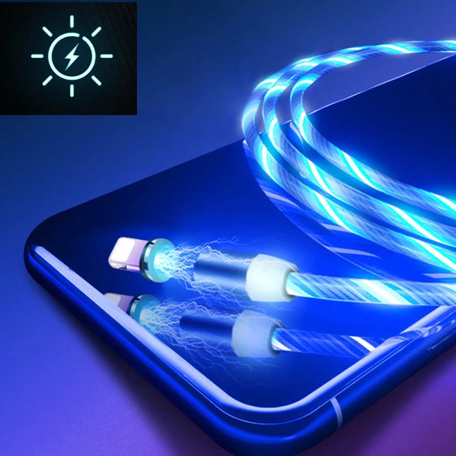 cable-de-recharge-plug-magnétique-aimanté-flux-lumineux-bleu
