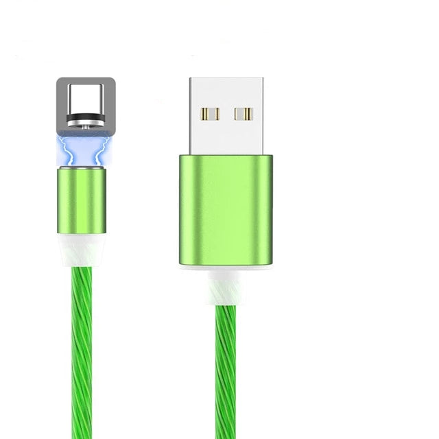 cable-de-recharge-plug-magnétique-aimanté-flux-lumineux-vert-usb-c-usb