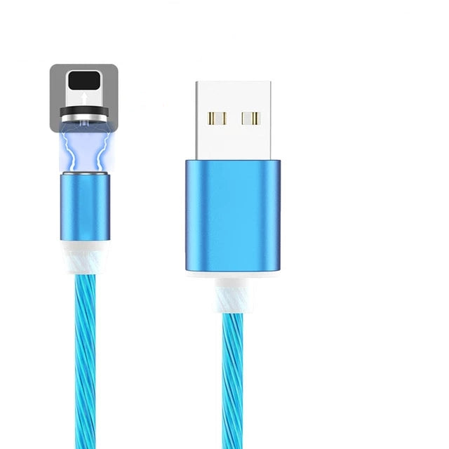 cable-de-recharge-plug-magnétique-aimanté-flux-lumineux-bleu-lightning-usb