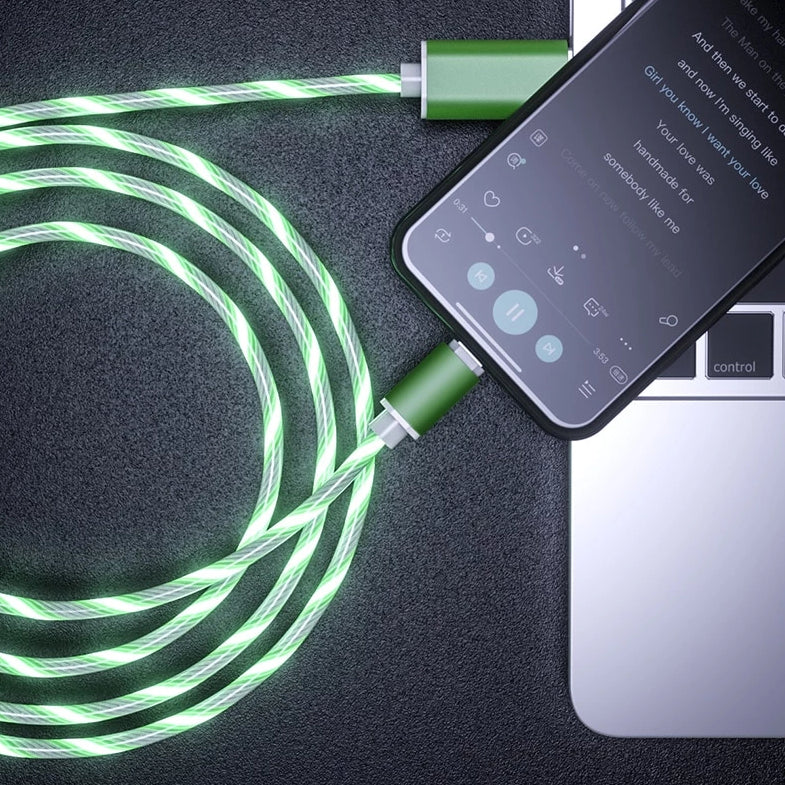 cable-plug-de-recharge-magnétique-aimanté-flux-lumineux-vert-lightning-micro-usb-usb-c