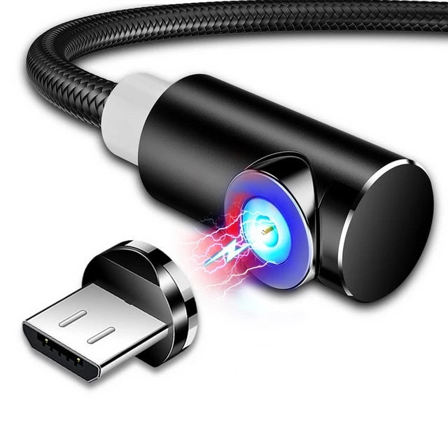 cable-plug-de-recharge-magnétique-aimanté-tressé-a-angle-lumineux-micro-usb-lightning-usb-c-noir