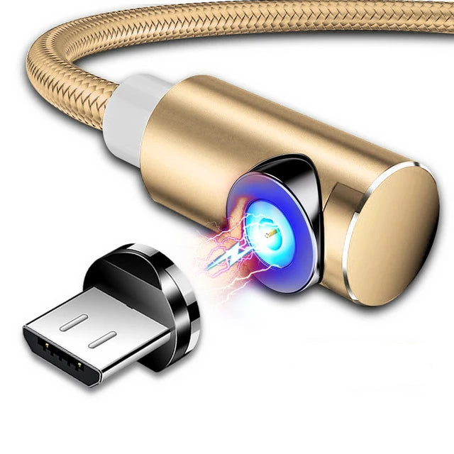 cable-plug-de-recharge-magnétique-aimanté-tressé-a-angle-lumineux-micro-usb-lightning-usb-c-bleu