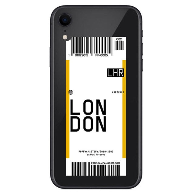 Coque étiquette de voyage avion London pour iPhone