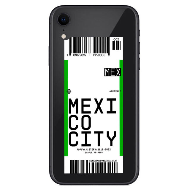 Coque étiquette de voyage avion Mexico City pour iPhone