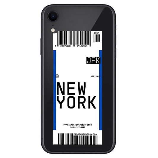 Coque étiquette de voyage avion New York pour iPhone