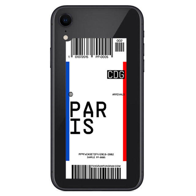 Coque étiquette de voyage avion Paris pour iPhone