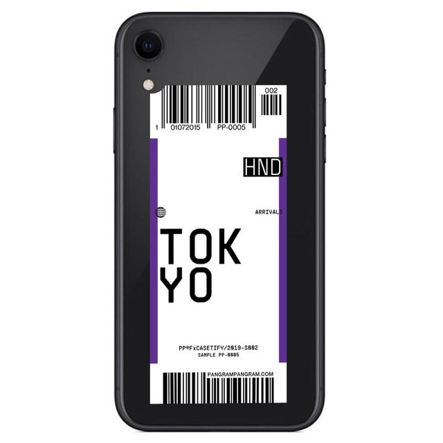 Coque étiquette de voyage avion Tokyo pour iPhone
