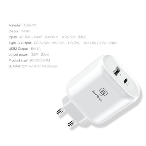 Chargeur rapide USB Type-C PD avec câble USB Type-C vers Lightning