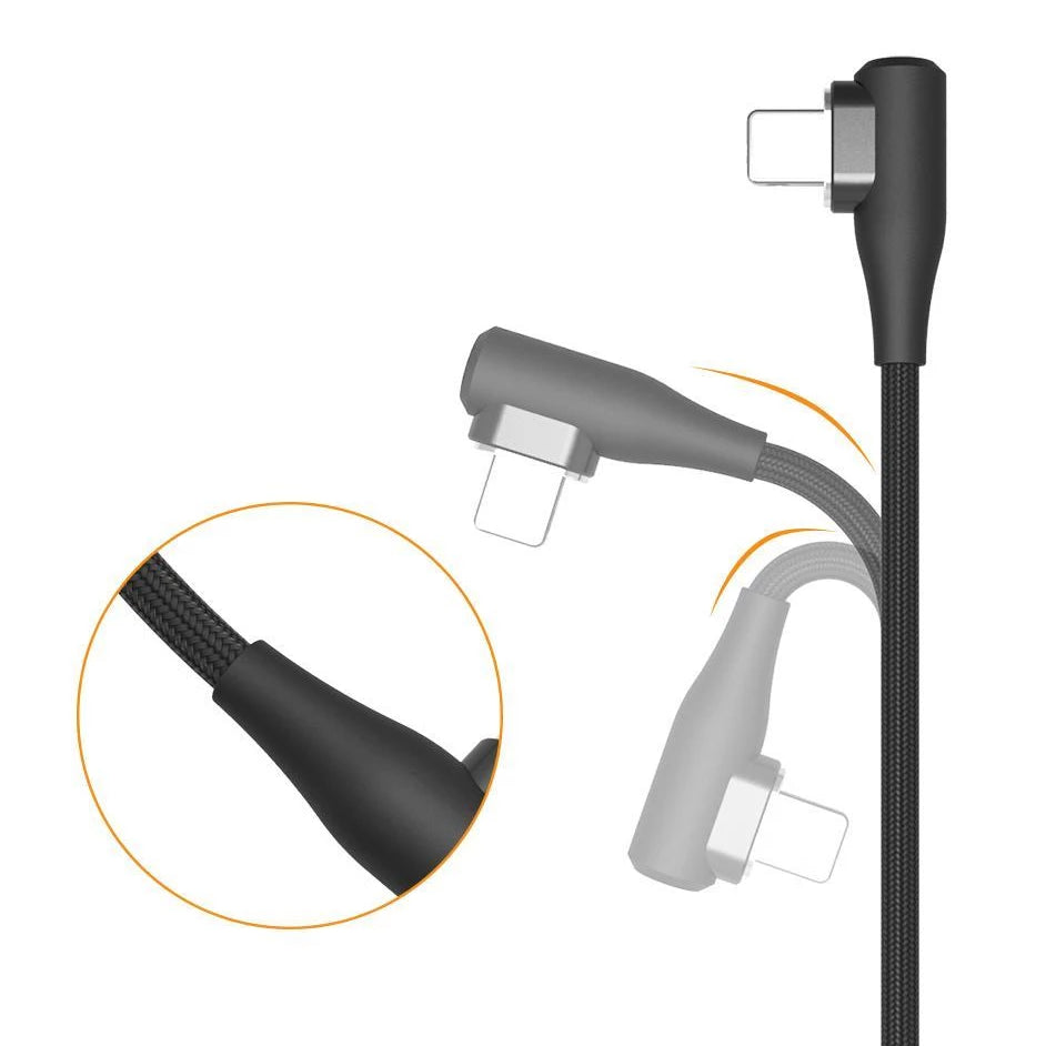 Cable USB vers usb c tressé recharge rapide a angle magnétique noir