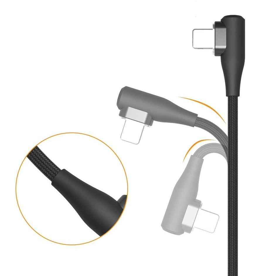 Cable USB vers micro usb tressé recharge rapide a angle magnétique noir
