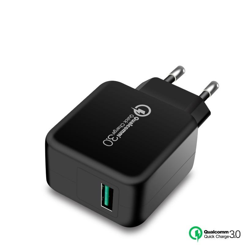 Chargeur noir rapide 6.5V 2.4A 18W USB Qualcomm 3.0 compatible Quick Charge