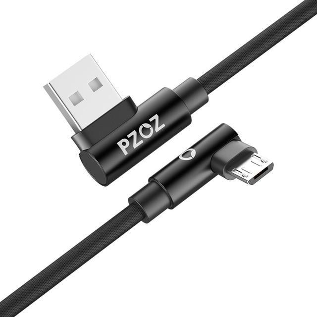Cable USB vers micro usb tressé recharge rapide a angle noir