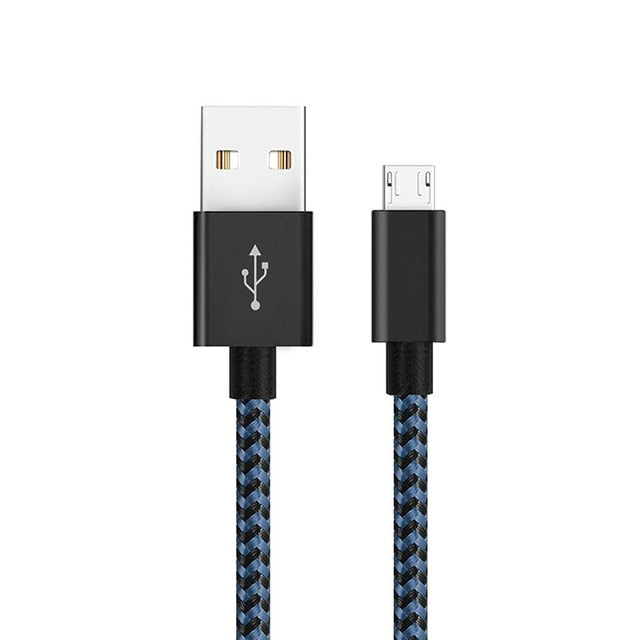 cable-de-recharge-rapide-tressé-USB-vers-micro-usb-noir-et-bleu