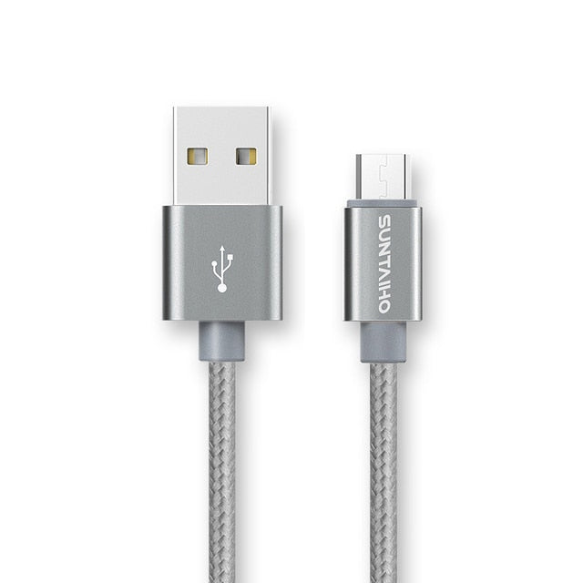 cable-de-recharge-rapide-tressé-USB-vers-micro-usb-gris