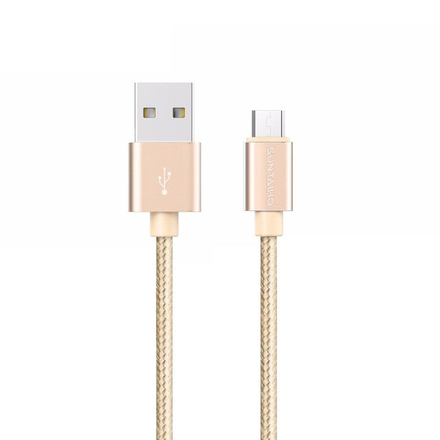 cable-de-recharge-rapide-tressé-USB-vers-micro-usb-or