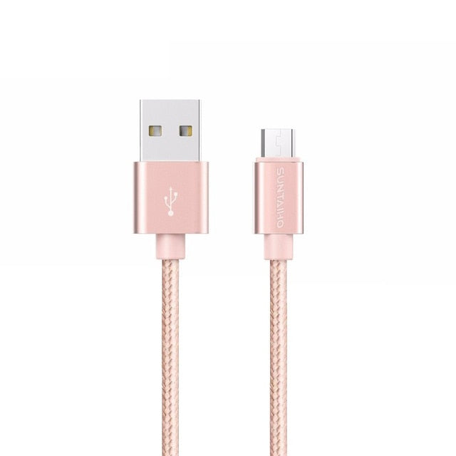 cable-de-recharge-rapide-tressé-USB-vers-micro-usb-rose