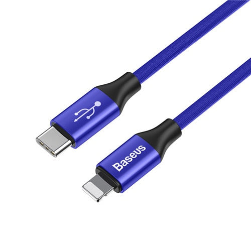 cable-de-recharge-rapide-tressé-USB-C-vers-Lightning-bleu
