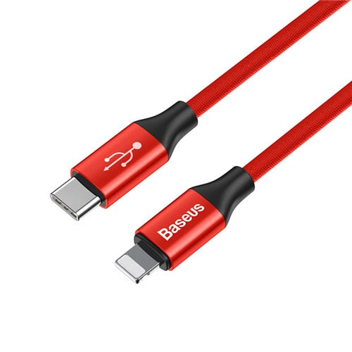 cable-de-recharge-rapide-tressé-USB-C-vers-Lightning-rouge