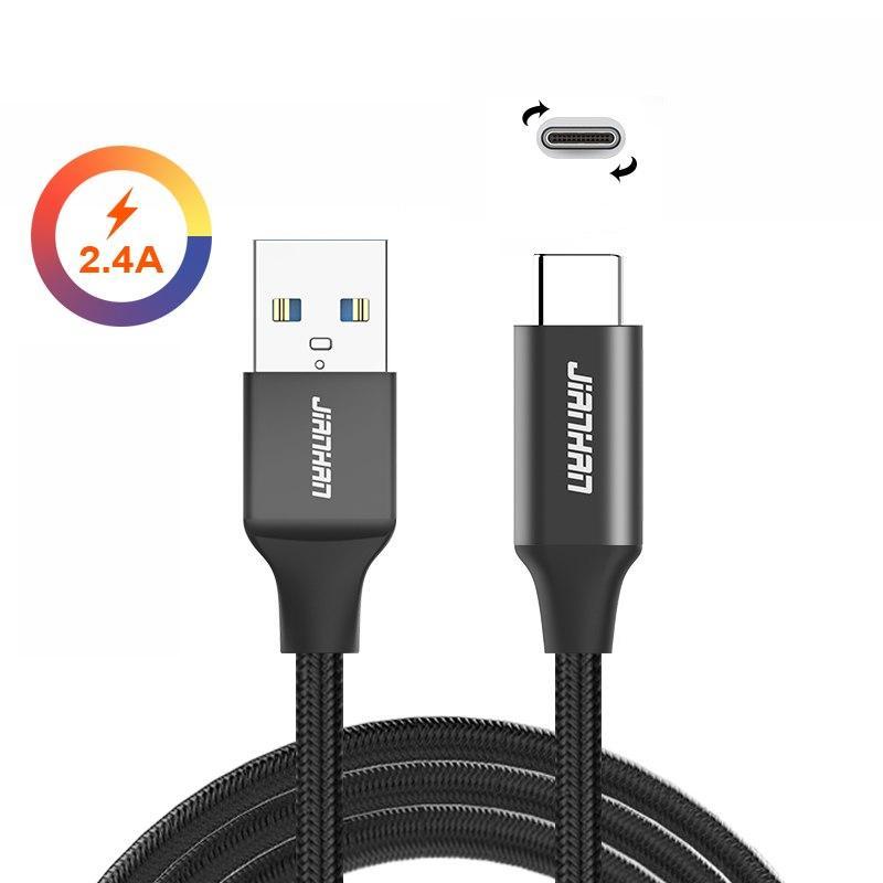 cable-de-recharge-rapide-tressé-USB-3-0-vers-USB-C-noir
