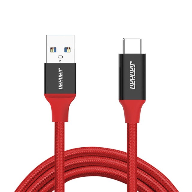 cable-de-recharge-rapide-tressé-USB-3-0-vers-USB-C-rouge