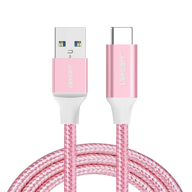 cable-de-recharge-rapide-tressé-USB-3-0-vers-USB-C-rose