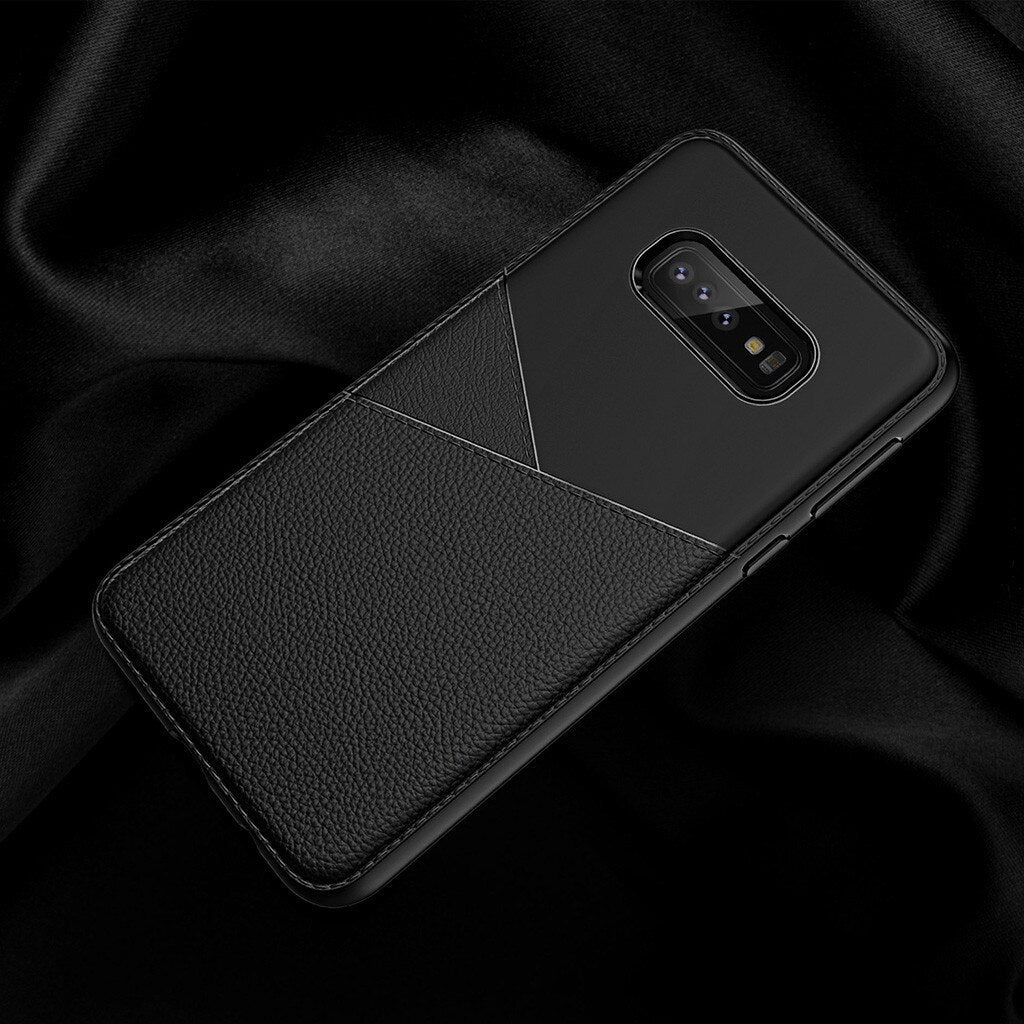 Coque en silicone design cuir pour Samsung Galaxy S10/Plus/E