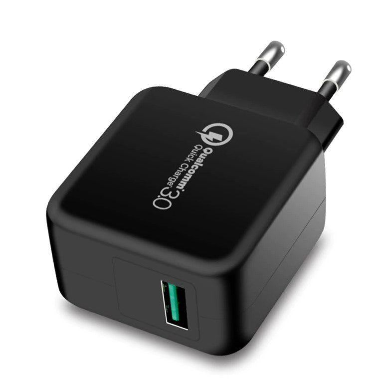 Chargeur noir rapide 6.5V 2.4A 18W USB Qualcomm 3.0 compatible Quick Charge